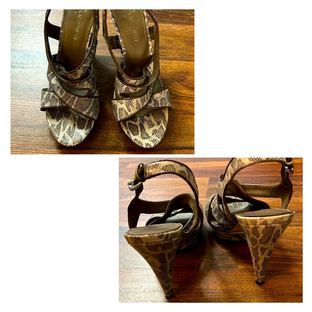 🤎B. Makowsky Brown Snake Print Leather Heels🤎